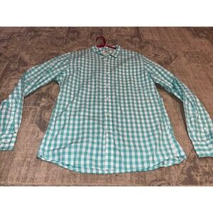 Goodthreads Slim-Fit Long Sleeve Twill Shirt Sz Large Men's Green Check